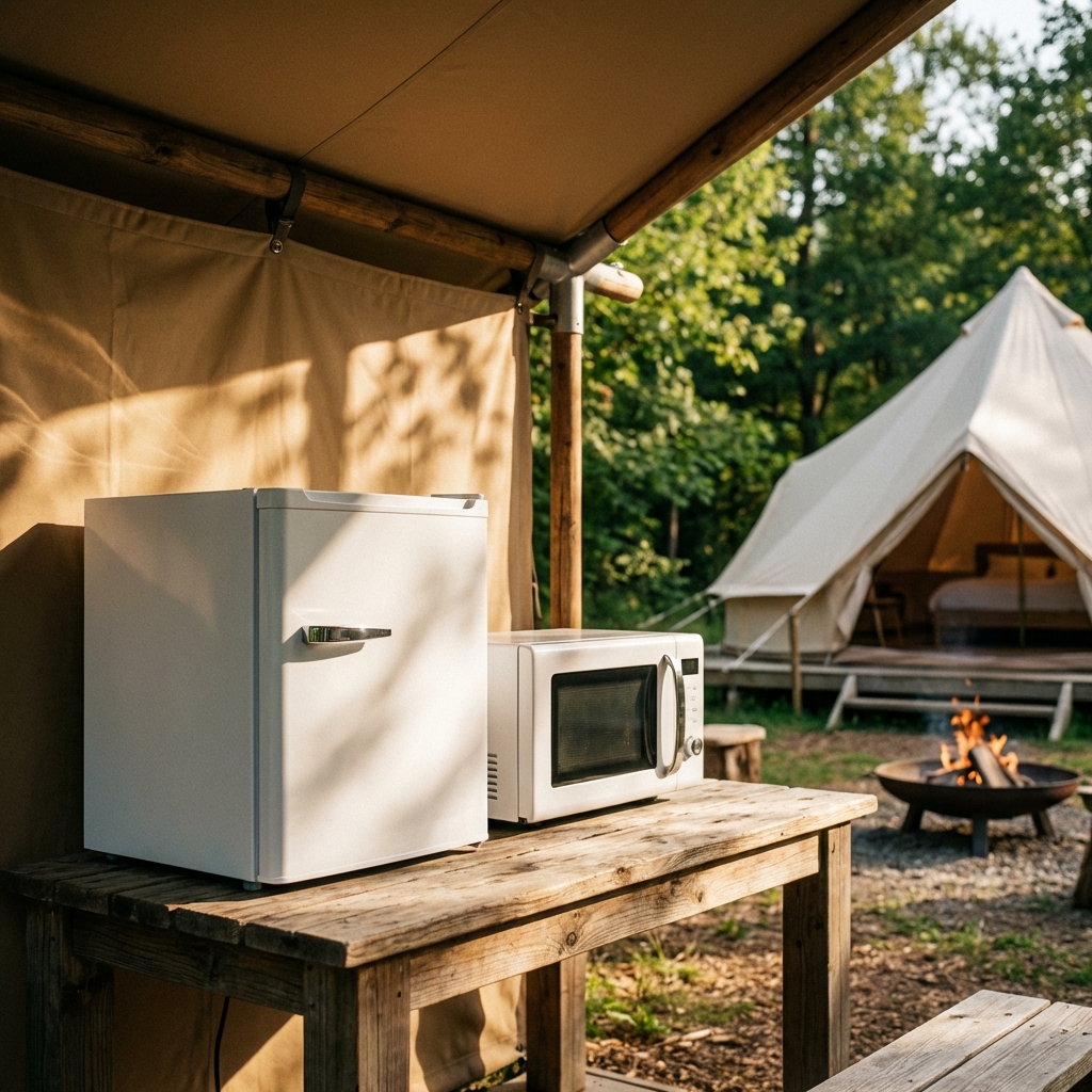 Nevera y microondas para camping
